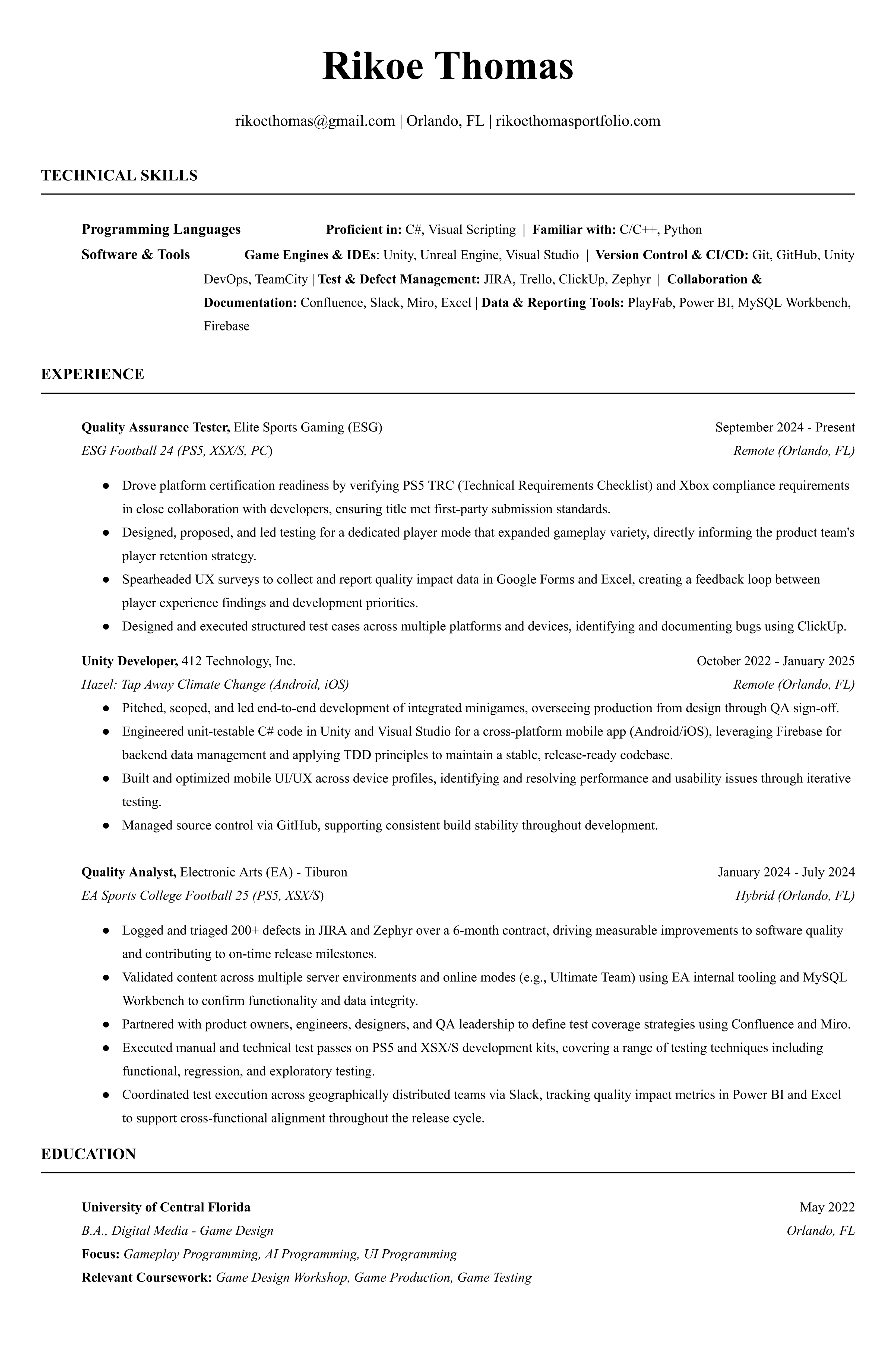 Rikoe Thomas Resume